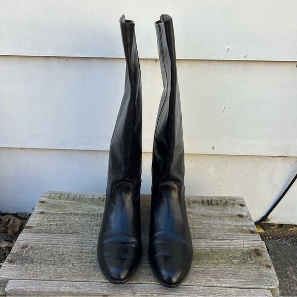 Vintage 90s 9 West Ltd. Edition Black Leather Equestrian Style Riding Boots - Picture 3 of 7